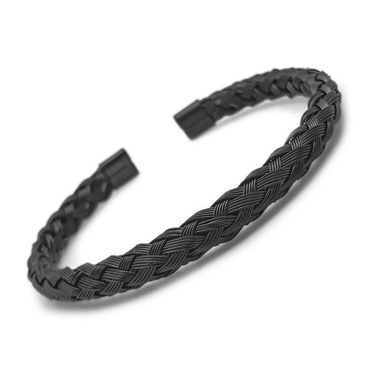 Black Braided Cuff Bracelet