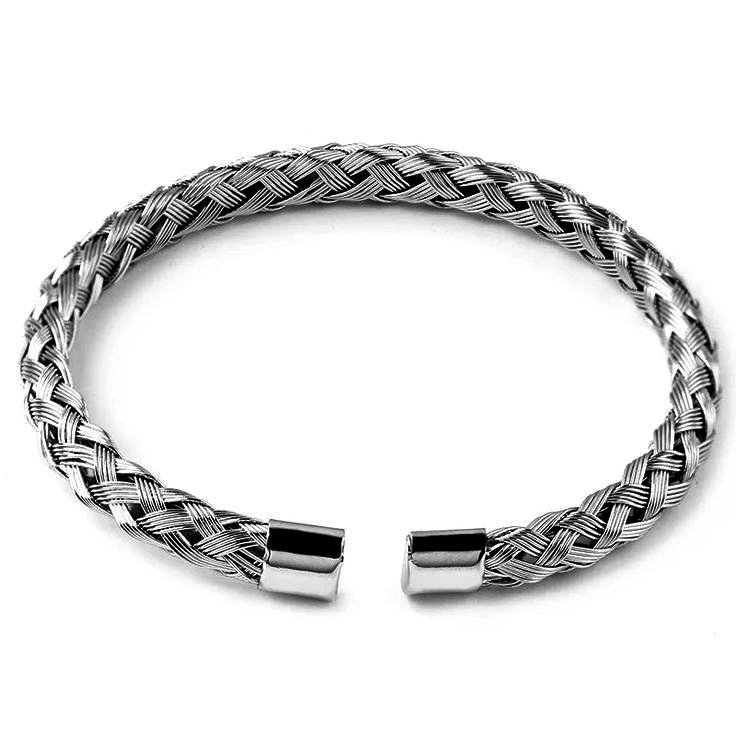 Silver 925s Braided Cuff Bracelet