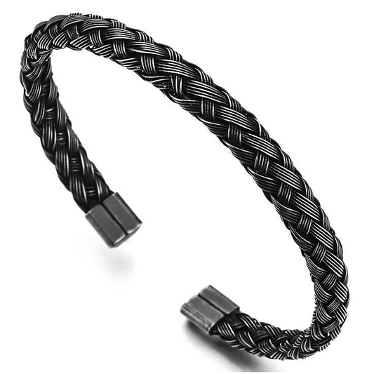 Black Braided Cuff Bracelet