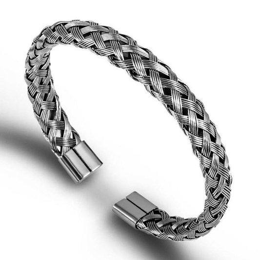 Silver 925s Braided Cuff Bracelet