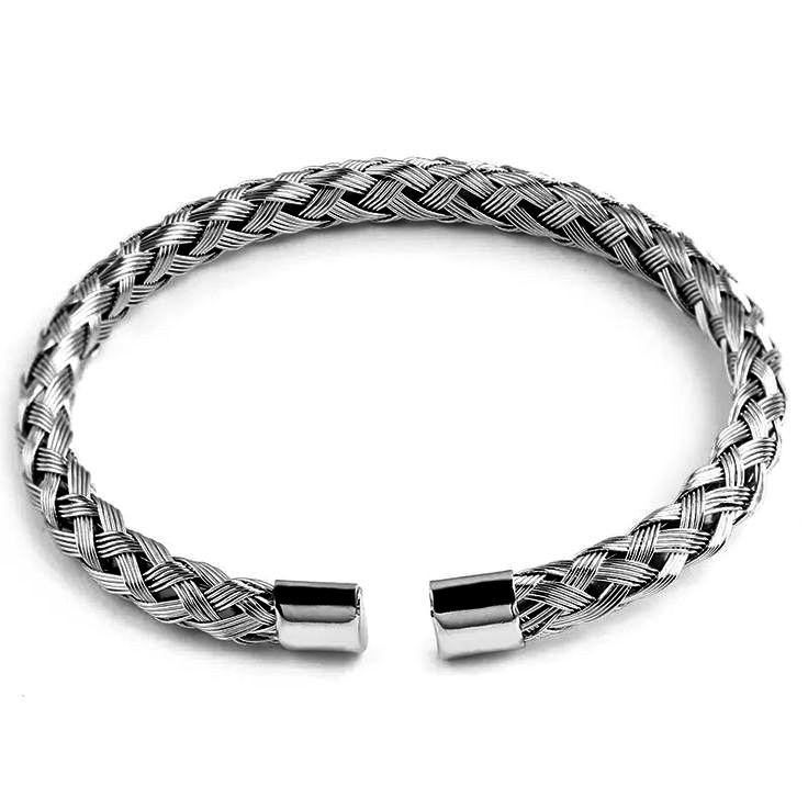 Silver 925s Braided Cuff Bracelet