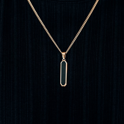 Gold Black Drop Onyx Pendant
