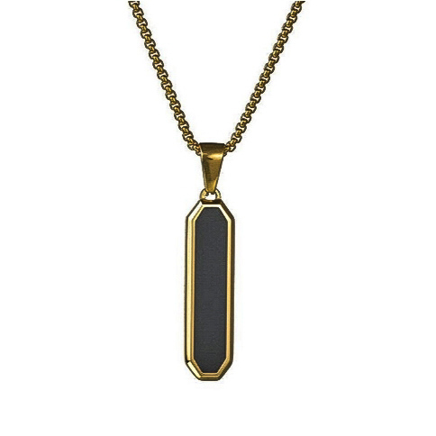 Gold Black Drop Onyx Pendant