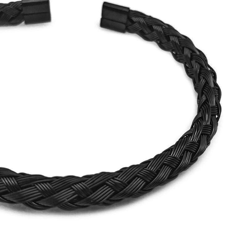 Black Braided Cuff Bracelet