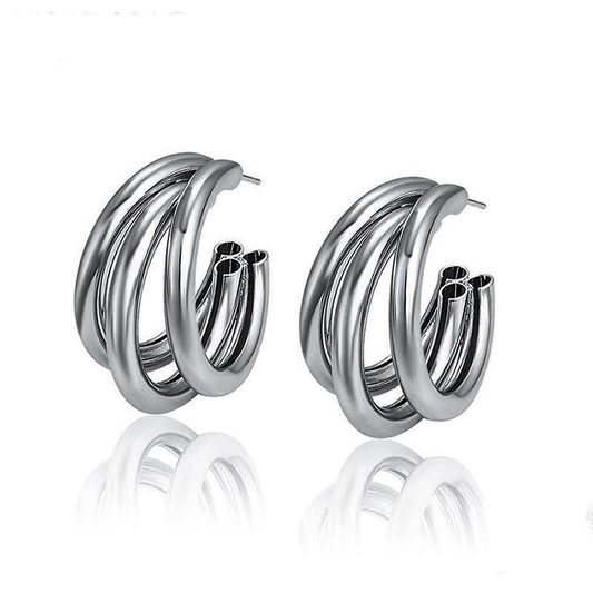Silver 925s | Chunky Three-Hoop Earrings